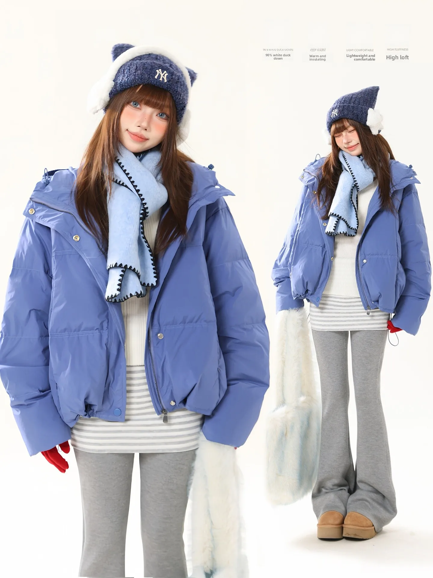 

Женская свободная куртка с капюшоном на 90% из белого пуха, ветрозащитная, повседневная, зимняя, новинка, бренд AONW