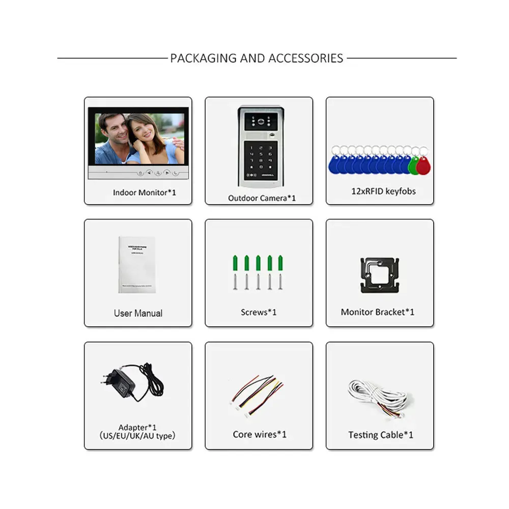 9 inch WIFI Video Doorbell Tuya Waterproof Outdoor Intercom System Smart Home Door Phone Camera With ID Card Key Password