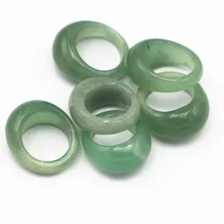 Anillo de compromiso de Aventurina verde con piedra Natural, joyería de lujo para boda, bandas para hombres y mujeres, venta al por mayor, 15MM, 17 #18 #19 #