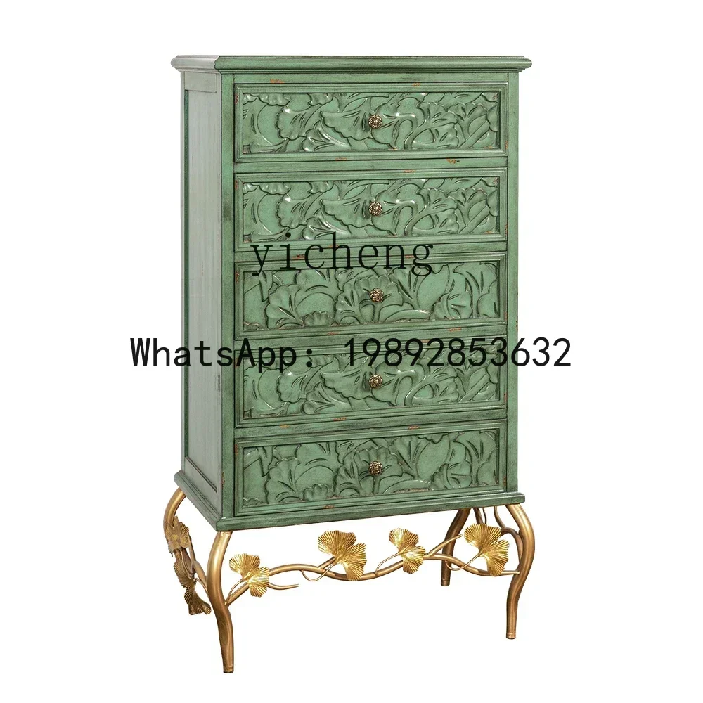 TT American solid wood chest, living room storage cabinet, bedroom balcony locker, entrance decorative chest cabinet