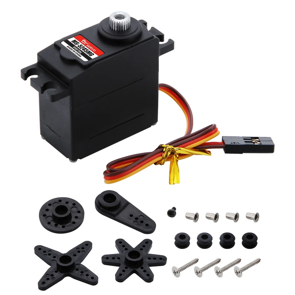 มอเตอร์เซอร์โวดิจิตอลแกนโลหะ JX MS-5245MG สำหรับอะไหล่ RC สำหรับรถดริฟท์ RC หุ่นยนต์ และเครื่องบิน ใช้แทนเซอร์โว HS-5245MG