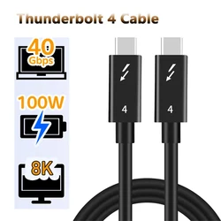 Cabo de carregamento rápido Thunderbolt 4, USB C para Tipo C, Cabo de dados de vídeo para iMac, Macbook Pro, Switch, 8K, 60Hz, 40Gbps, PD100W