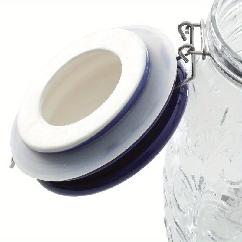 Floral Embossed Clip Jar, Set of 3 Multifunctional