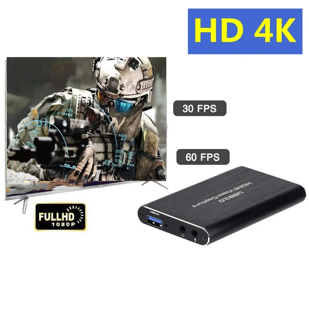 4K USB 3.0 Video Capture Card HDMI-compatible 1080P 60fps HD Video Recorder Grabber for OBS Capturing Game Card Live view 5