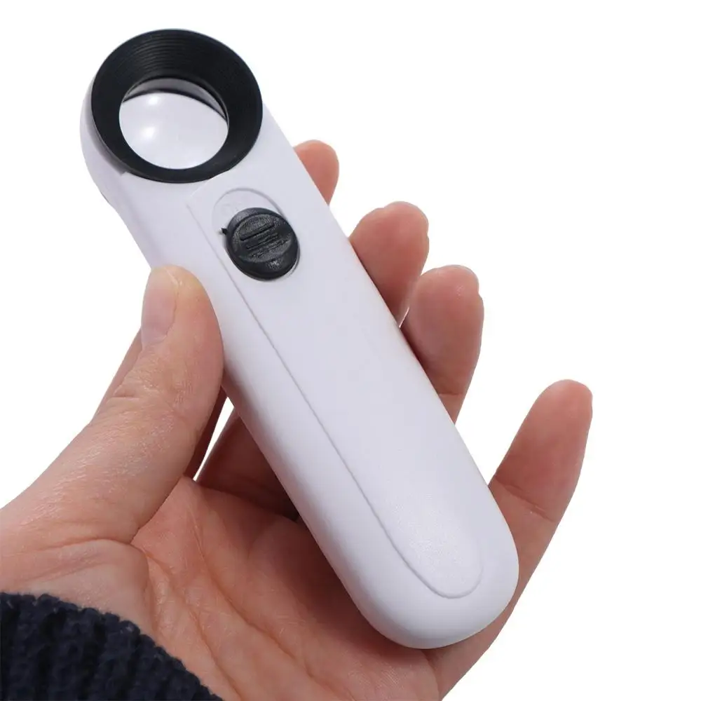 Pocket LED Light Handheld Magnifier HD Loupe Magnifying Glass Illuminated Lamp Lens Stamps