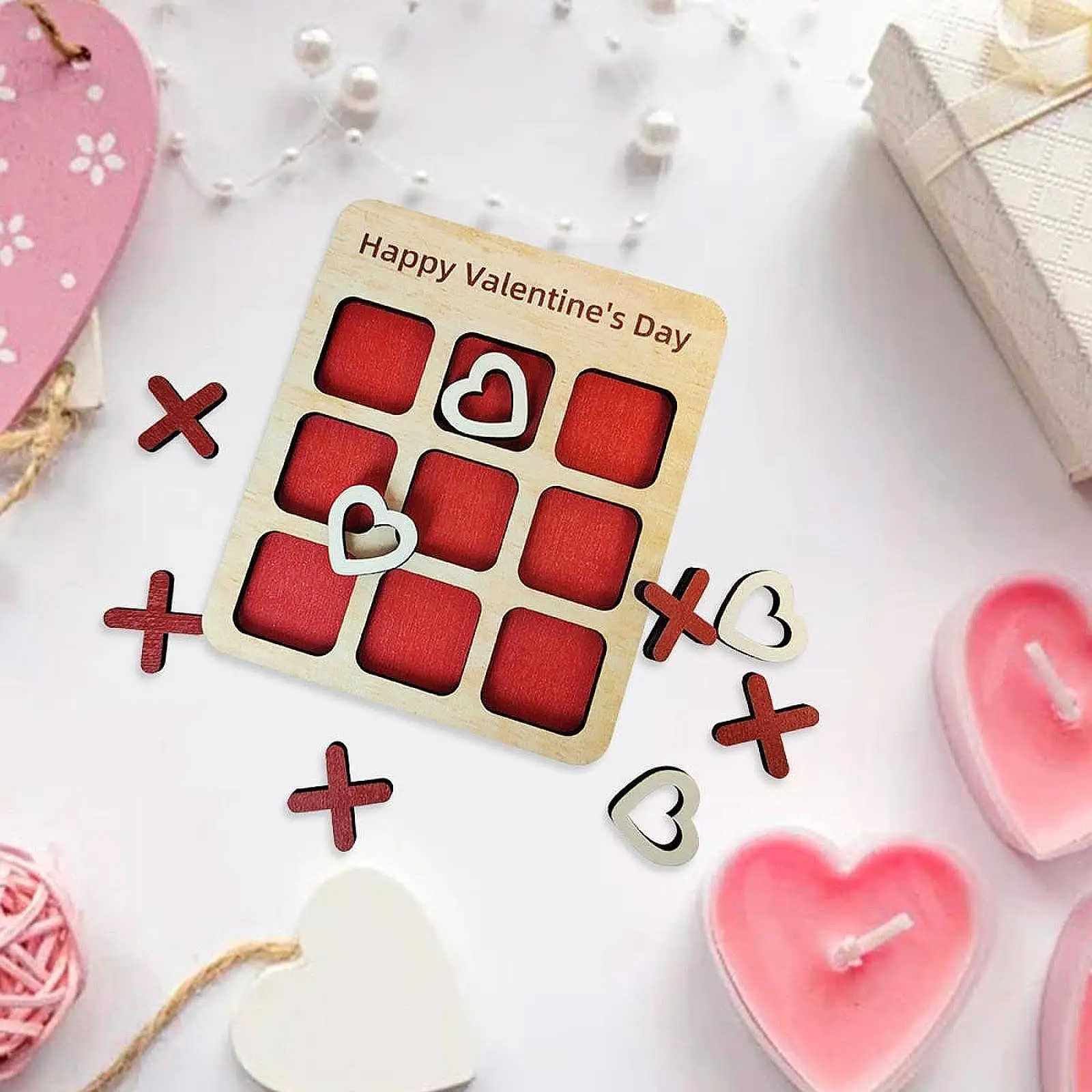 Wood Board Game Strategic Board Game Valentines Day Gift Travel Educational Toy Party Favors XO Table Toy for Family