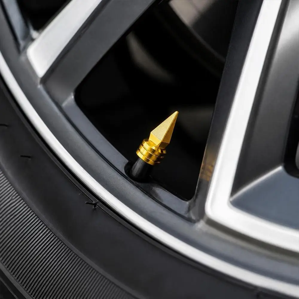4pcs Personalized Car Modification Sharp Pointed Valve Aluminium Alloy Universal Air Dust Cap Auto Wheel Cap 10 Colors