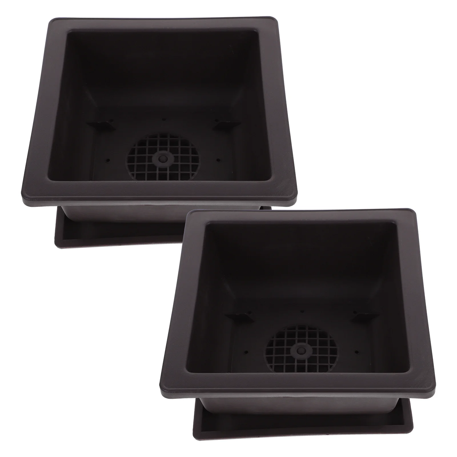 

2Sets Plastic Plant Pots Set for Small Succulents and Bonsai with Tray Natural Finish Flowerpots Garden Decor Desktop Balcony