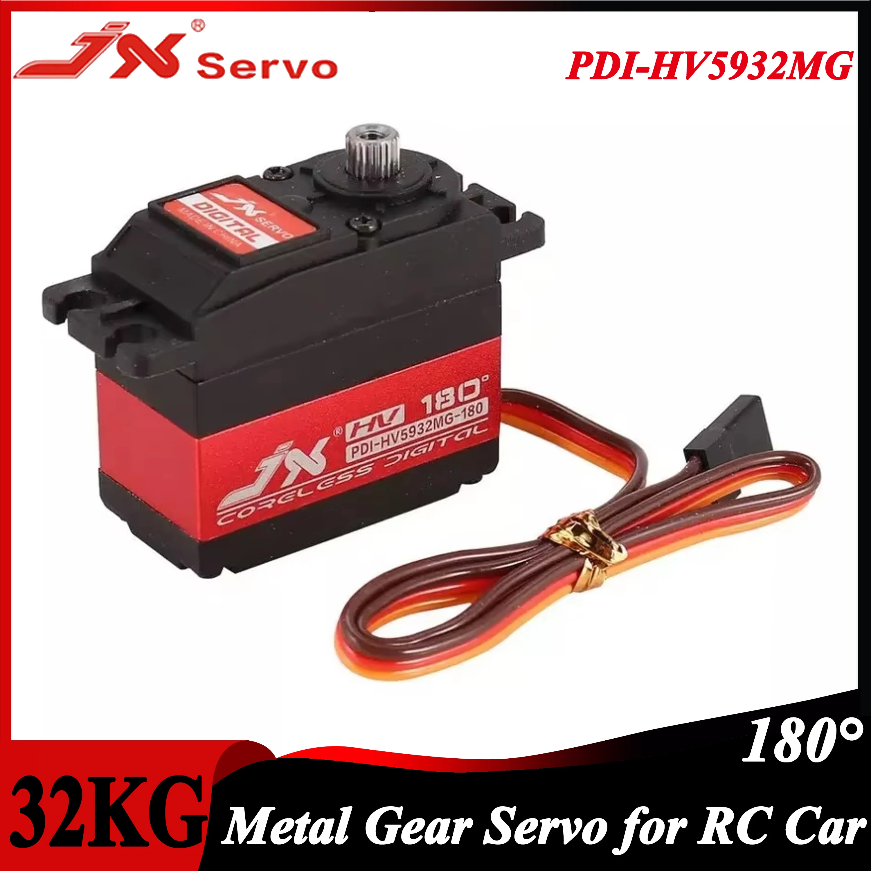 JX PDI-HV5932MG 30KG Coppia Grande 180 °   Servo con ingranaggio in metallo ad alta precisione con motore coreless per sterzo per parti del modello di robot per barche per auto RC