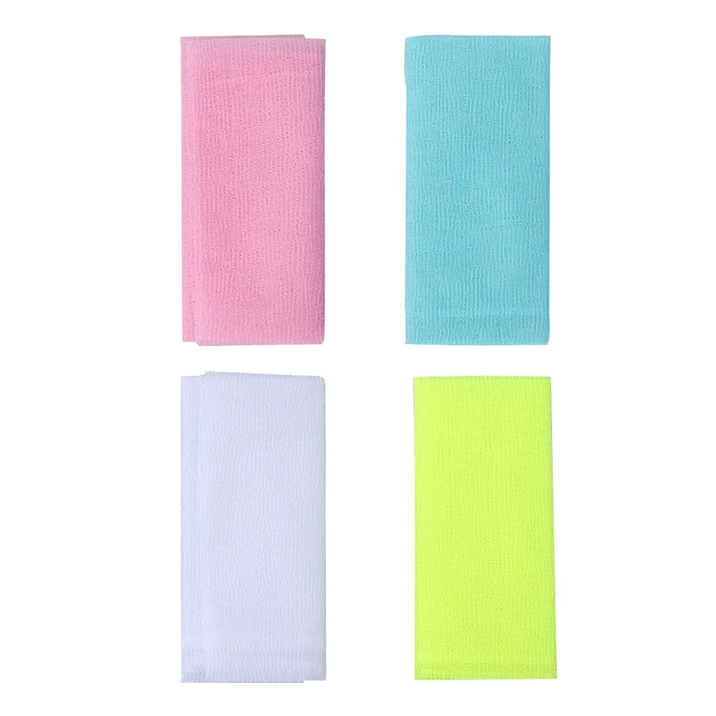 

4Pcs Bath Scrub Towel Long Strip Back Scrubber Exfoliate Shower Towel Soft Nylon Material Promote Blood Circulation Skin