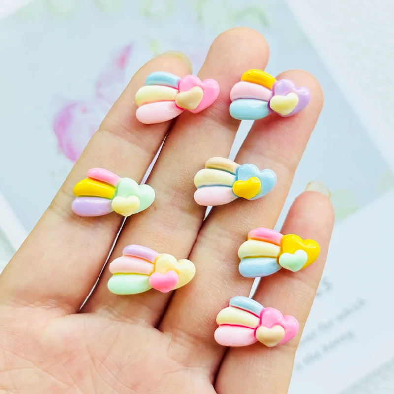 20 Pcs New Bicolor Peach Heart，meteor Resin Cartoon Flat Back Scrapbook Kawaii Diy Jewelry hair clips Ornament Accessories