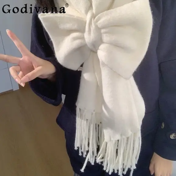 

Japanese Original Lolita Sweet Girl Tassel Scarf Bowknot JK Uniform Fashion Versatile Scarf