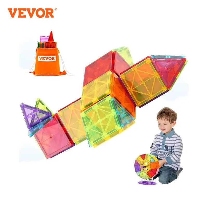 VEVOR 121PCS Magnetic Building Blocks Set Construction Puzzle Magnetic Sheet Tiles Boys Girls Children Montessori Toys Gifts