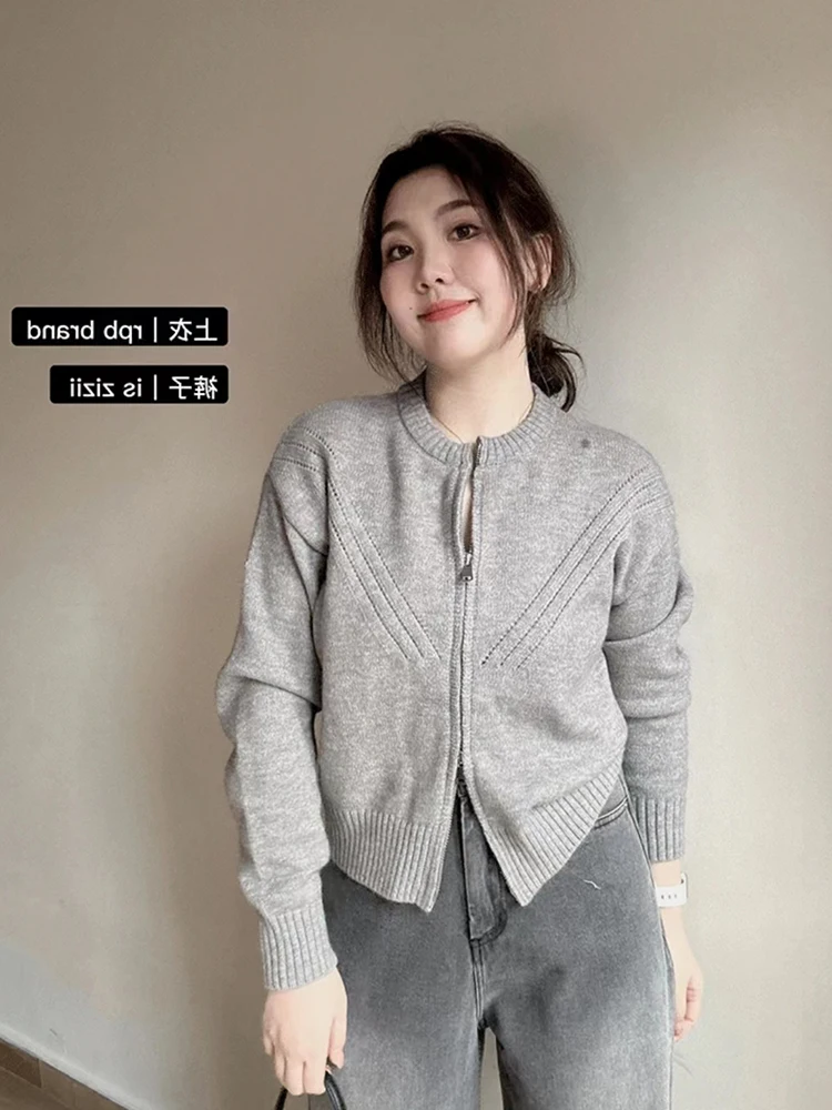 Korean Autumn Women Cardigans Single Breasted O-Neck Cozy Sweater 2023 Knitted Fashion Grey Pullover Casual Loose Fit Outerwear