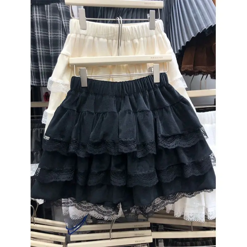 

Sweet Mini Skirts For Women 2025 Faldas Mujer De Moda High Waist A-line Jupe Patchwork Lace Fashion Summer Skirt