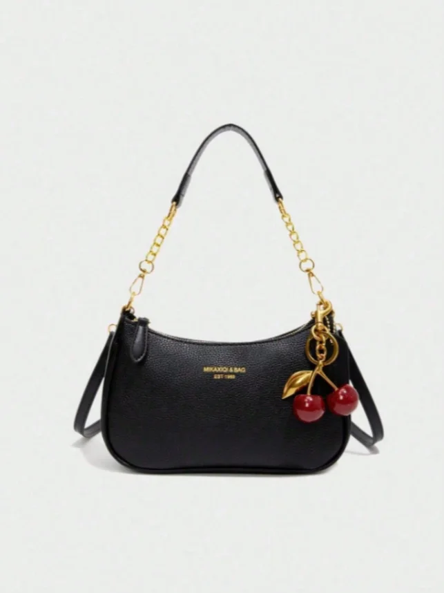

2026 Trendy Cherry Women Shoulder Bag PU Leather Hobo Bag Cute Cherry Charm Underarm Bag Small Crossbody Purse Daily for Girls