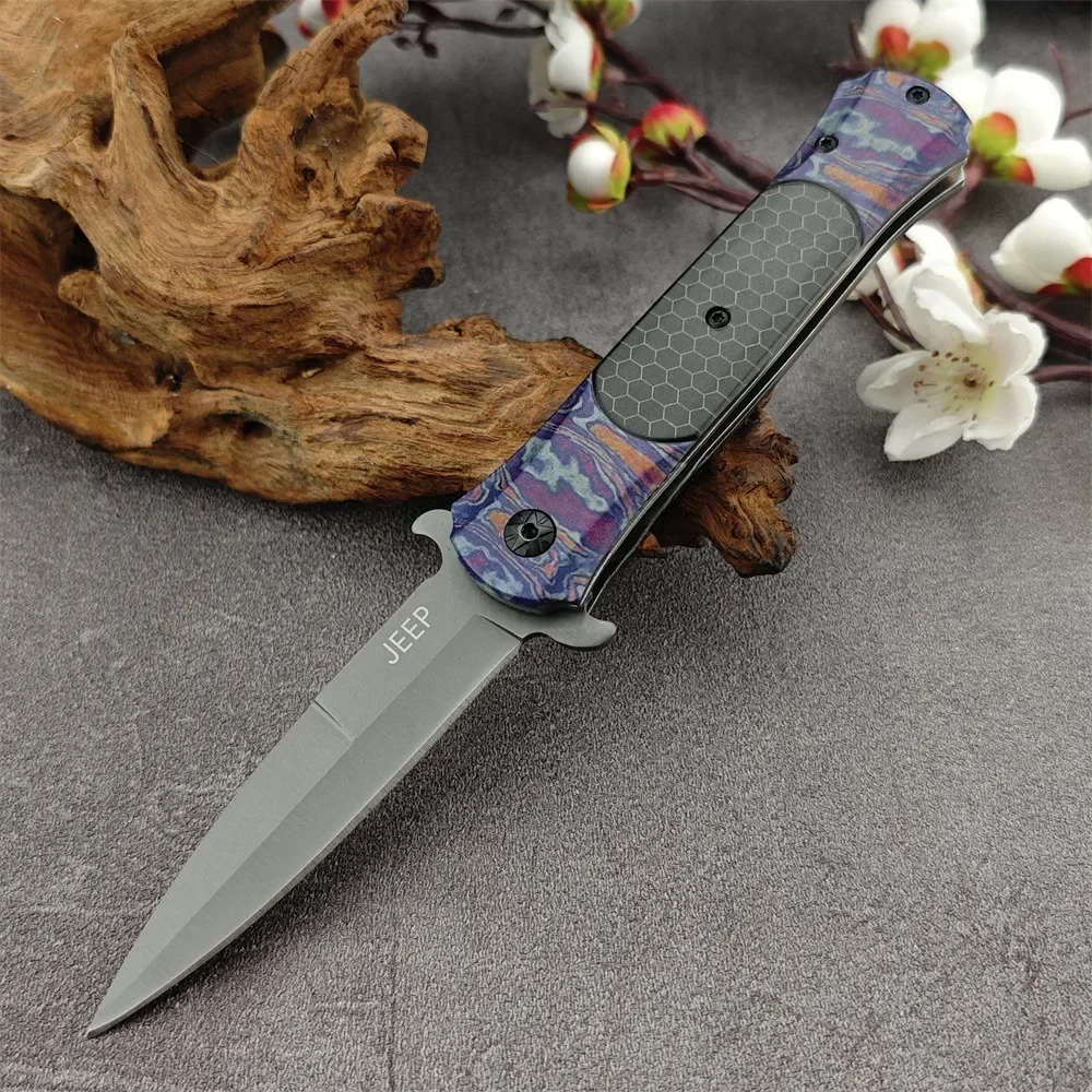 

JEEP DA145 Pocket Knife Grey Titanium Steel Blade Aluminium Handle Tactical Self Defense Hunting Outdoor Daily Use EDC KNIVES