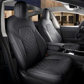 כיסוי מושב לרכב לטסלה דגם 3 Y בהתאמה אישית אביזרים לטסלה 360 מעלות מכוסה מלא אמצעי עור מחורר אמיתי 10 best sales כיסוי מושב טסלה - №4