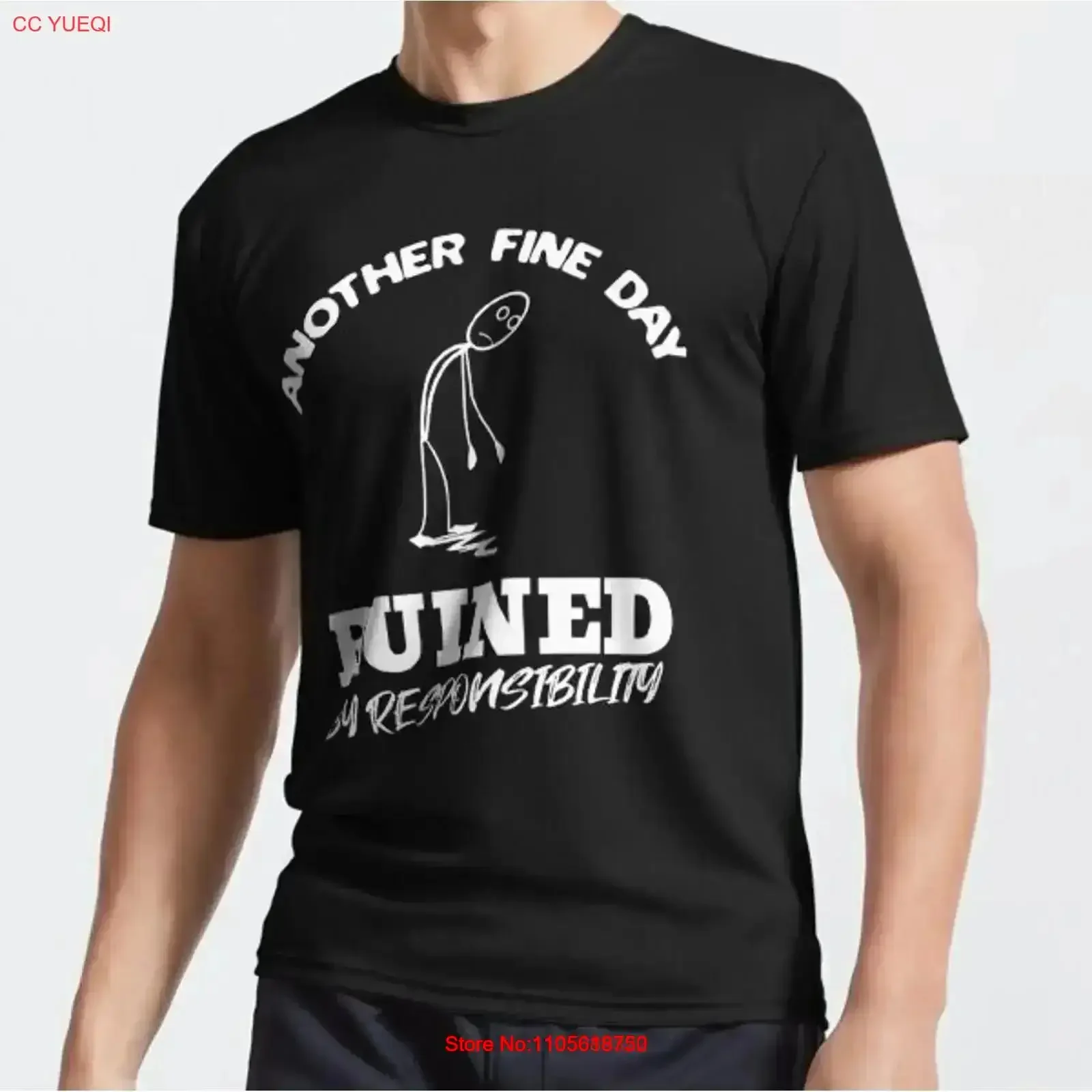 Another Fine Day Ruined by Responsibility Funny Sarcastic Active T Shirt vintage Washed streetwear graphic fashion Versatile