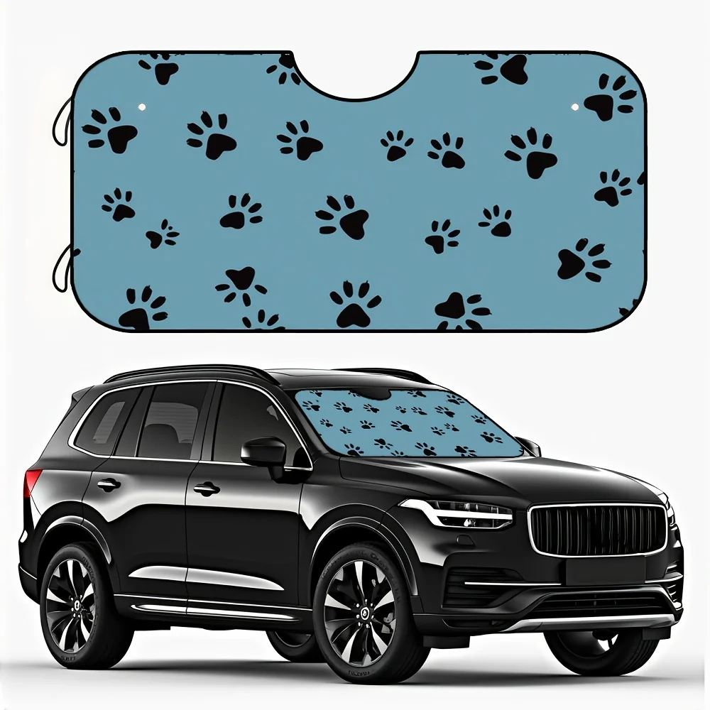 قطعة واحدة من واقي الشمس للزجاج الأمامي بطباعة مخالب الكلب الأزرق للسيارات - تصميم ممتع، حماية من الأشعة فوق البنفسجية وتقليل الحرارة، يناسب معظم المركبات، سيارة S #4