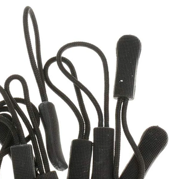 10 Anti-slip zipper puller, zipper, zipper extension trailer, practical and robust for back pack, jacket, etc.- Black TQ
