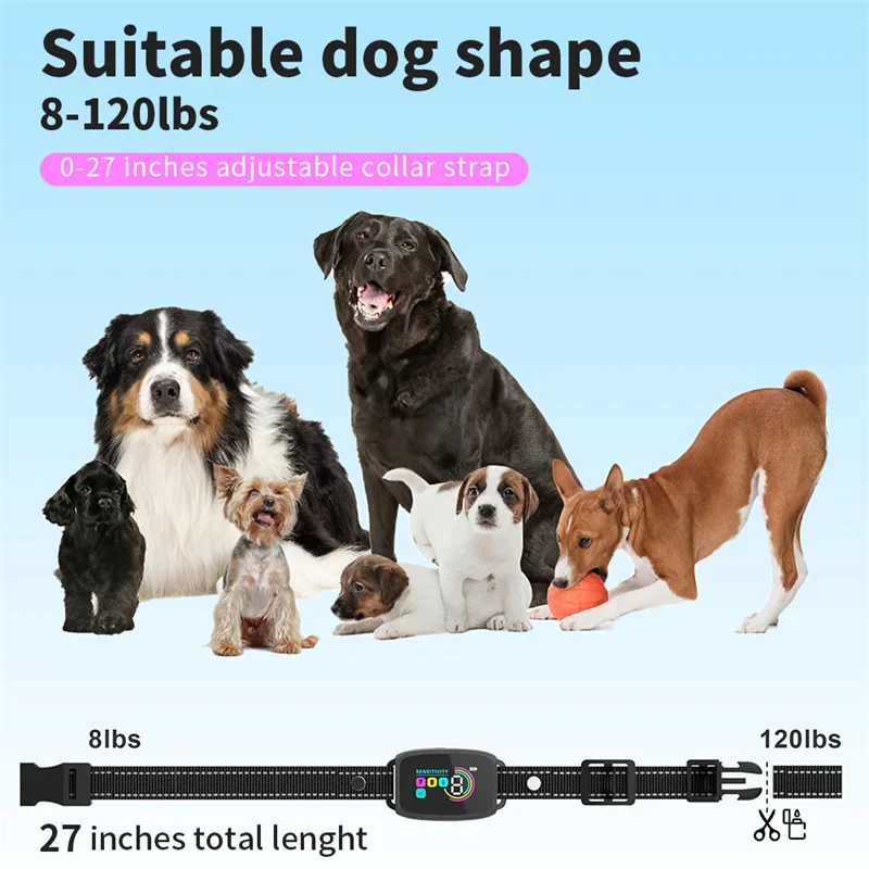 Dog Training Collar Automatic Anti Bark Dog Collar Type-C Rechargeable Dog Trainer Electric Shock Vibration Buzzer Waterproof