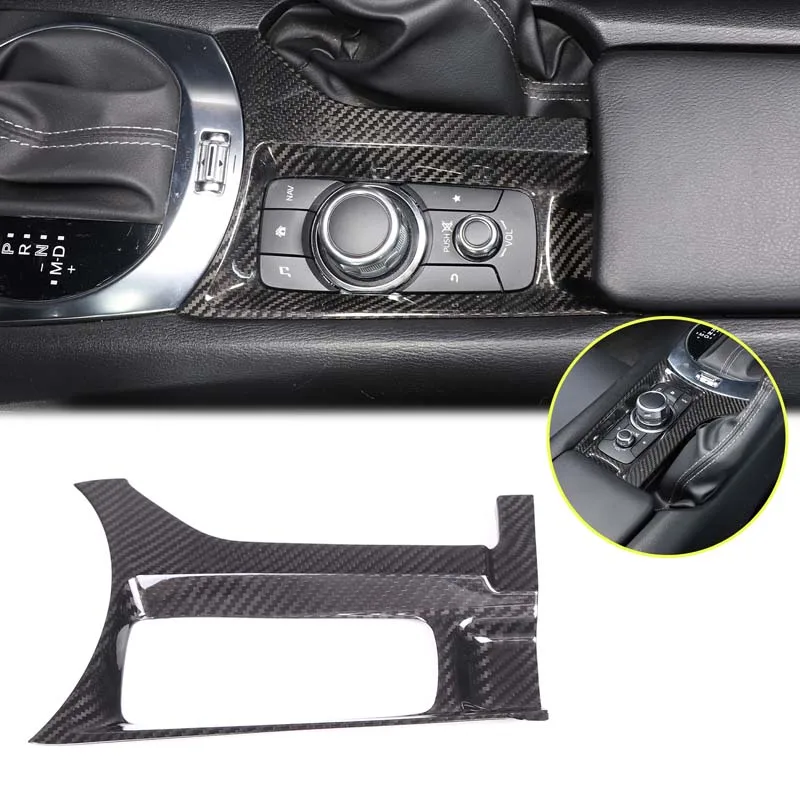 

For Mazda MX-5 Fiat 124 Abarth 124 2016+ Real Carbon Fiber Car Multimedia Panel Frame Decoration Sticker Car Accessories