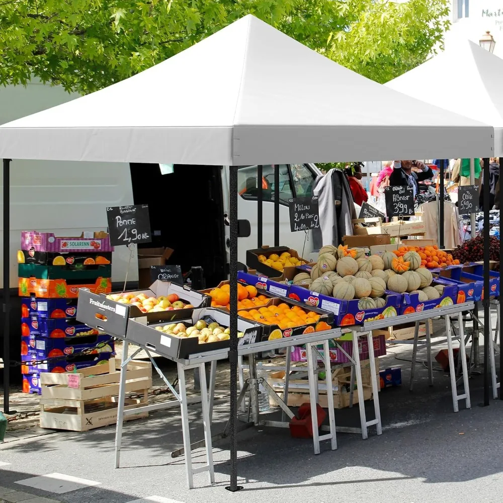

10x10 Pop Up Canopy Tent with Vent, Easy Set Up Tent, Instant Sun Shelter Canopy with Wheeled Bag, 4 Sandbags, 12 Stakes & 4 Rop