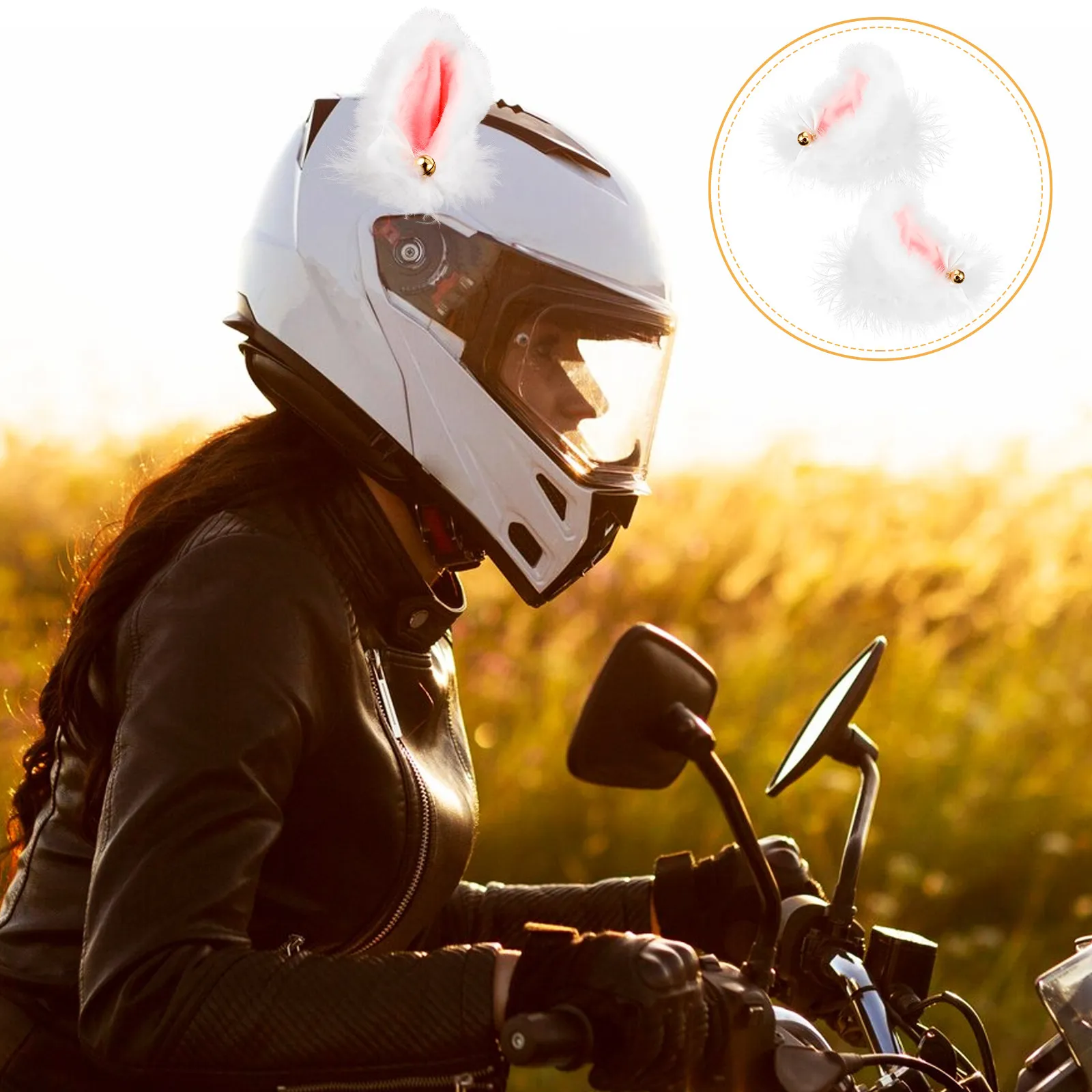 

1Pair Female Rider Ears Stylish Motorcycle Decor with Bell Fun Accessory for Scooter Lovers Lightweight Ornament