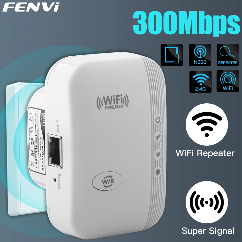 FENVI Wireless-N Repeater 300Mbps WiFi Extender Amplifier Booster Router 802.11N WPS Long Range Expander Wireless WiFi Repeater