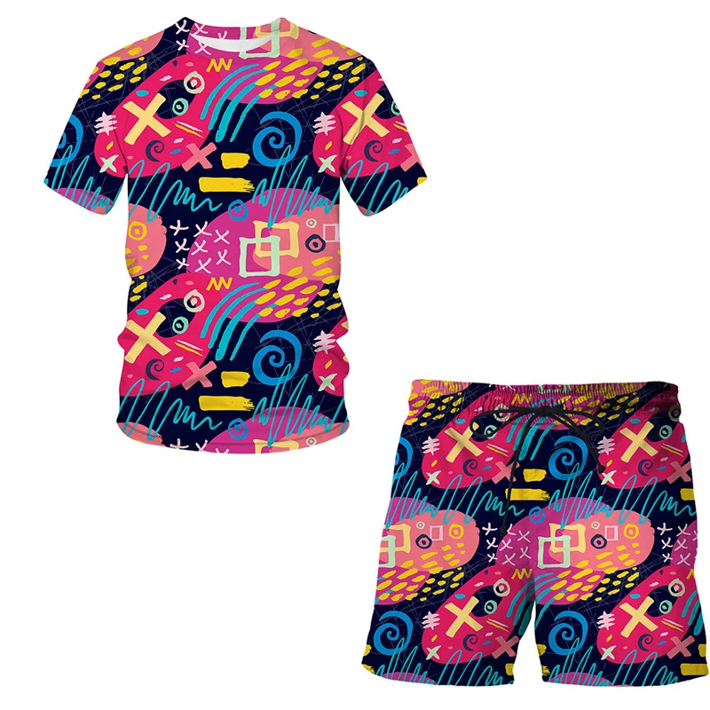 

Hip Hop Harajuku Graffiti pattern Style Streetwear Clothing Luxury 3D printing Man / Woman shorts Suit Casual Abstract pattern