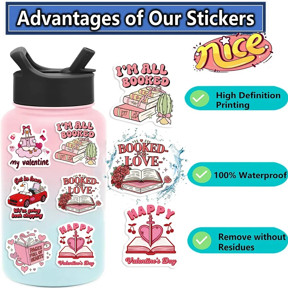 Autocollants Graffiti bookish pour la saint-valentin, 50 pièces, décoration pour bagages, téléphone, guitare, Scrapbook, autocollant étanche, jouets classiques pour enfants