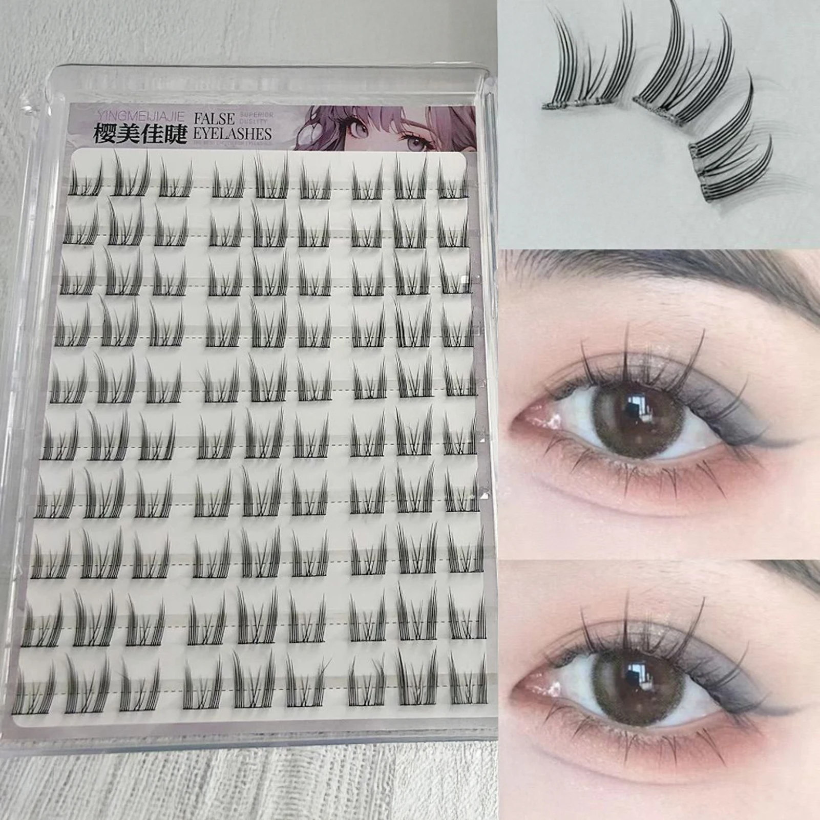 Manga cílios postiços estilo coreano c curl 7-13mm comprimento misto w forma cílios com faixa macia para acessórios de maquiagem diária