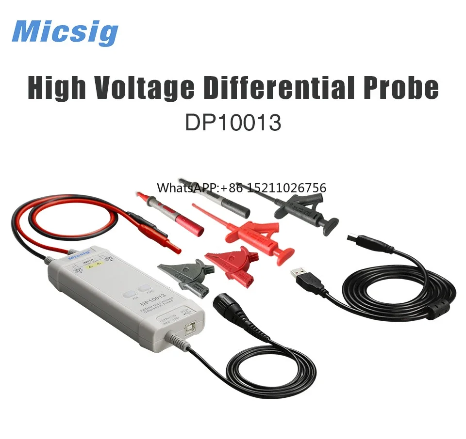 Micsig Oscilloscope 1300V 100MHz High Voltage Differential Probe DP10013 kit 3.5ns Rise Time 50X / 500X Attenuation Rate