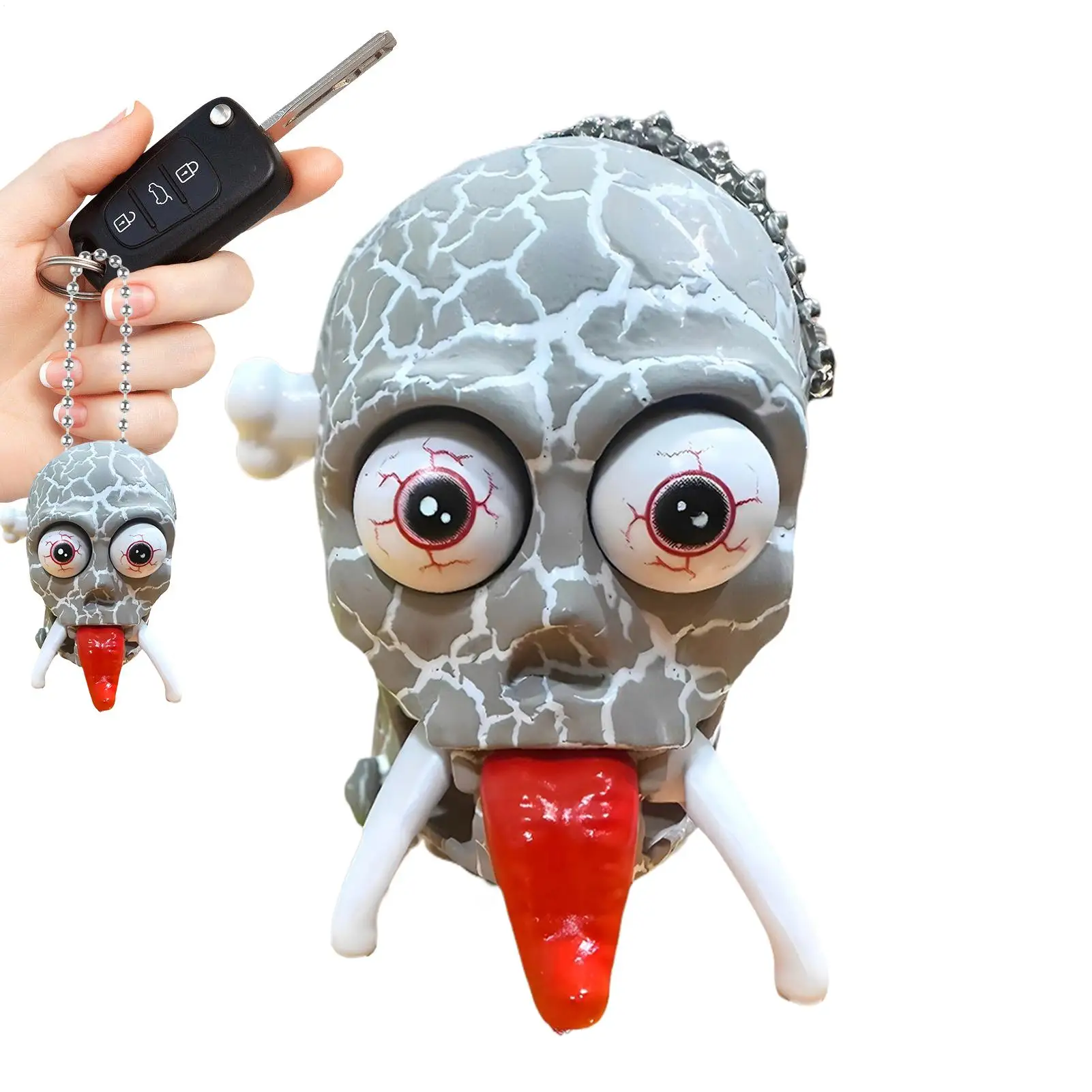 Wind Up Skeleton Clockwork Skull Walking Prank Model Stress Relief Prank Model Pendant Supplies for Halloween trick toys pendant