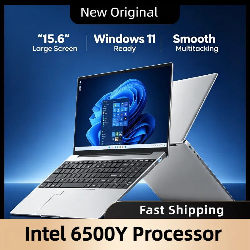 15.6 Inch Laptop Large Screen 32GB RAM 2TB SSD Intel 6500Y Office Windows 11 Notebook 5000mAh Gamer PC with Backlit Fingerprint