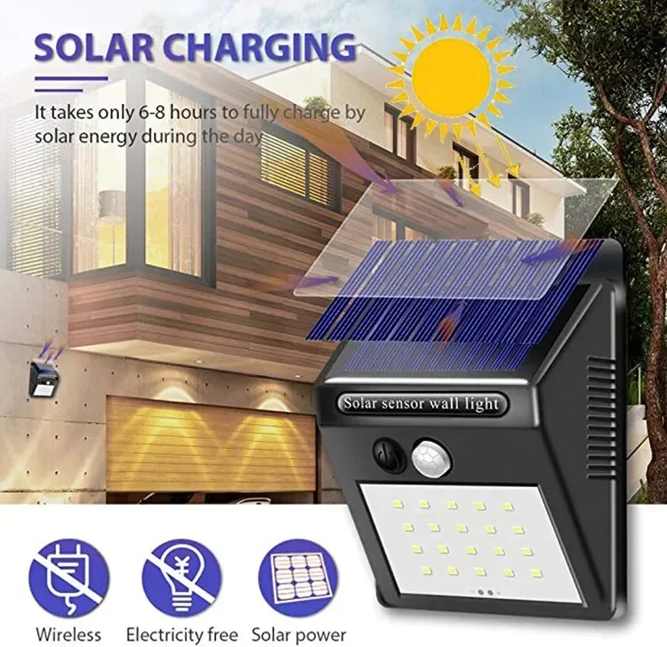 

20LED Solar Lights Outdoor Garden Patio Lights Household Human Sensor Solar Powered Waterproof Street Decorative Lighting