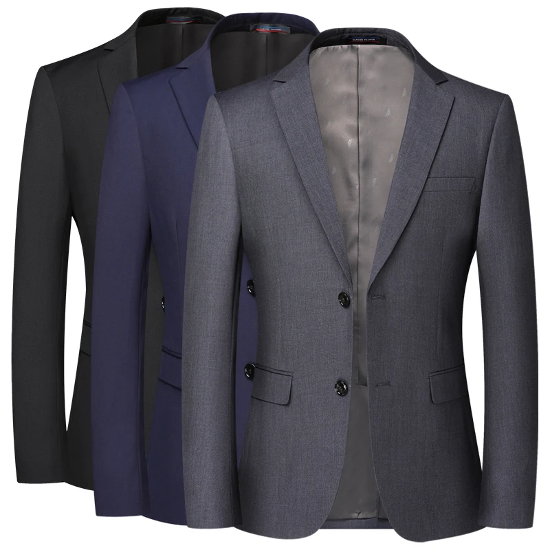 Blazer New Men\'s Fashion Business Solid Color British Style Professional Work Groom Wedding Dress Best Man Blazer Jacket