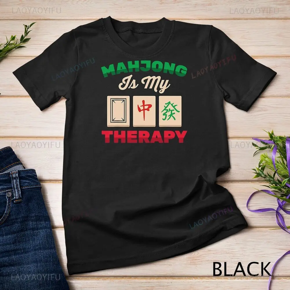 Mah-Jong Mahjong Is My Therapy Family Game T-Shirt Casual Fashion Loose Streetwear Hip Hop Short Sleeve Man Tshirt Y2k Soft Tees