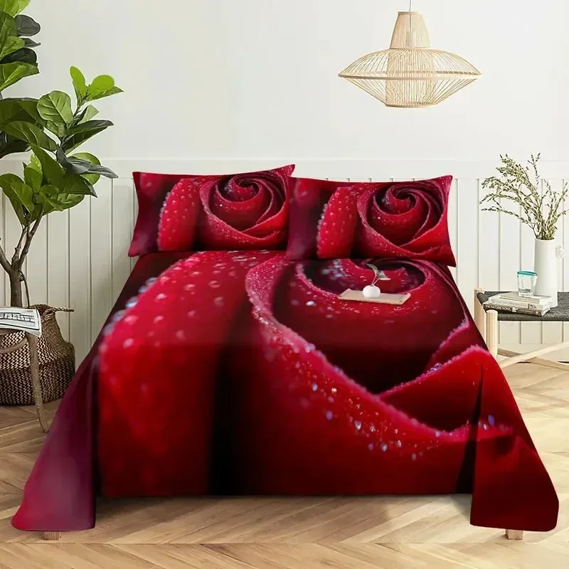 

Red Rose Floral Microfiber Flower Bedding Set Single Twin Double Queen King Cal King Size Bed Linen Set