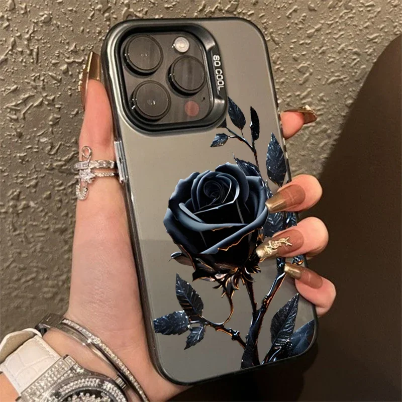 Blue Rose Armor Laser Case For Samsung A56 A55 5G A54 A53 A52 A36 A33 A35 A34 A16 A15 A14 A13 A06 A05s S25 Ultra S24 S23 Cover