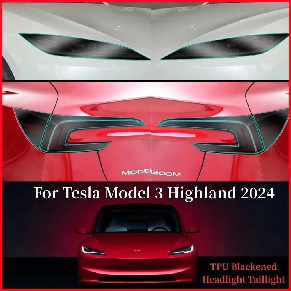 

Для 2024 года, новинка Tesla Model 3 Highland, черненая защитная пленка из ТПУ для фар, задний фонарь, меняющая цвет пленки для фар