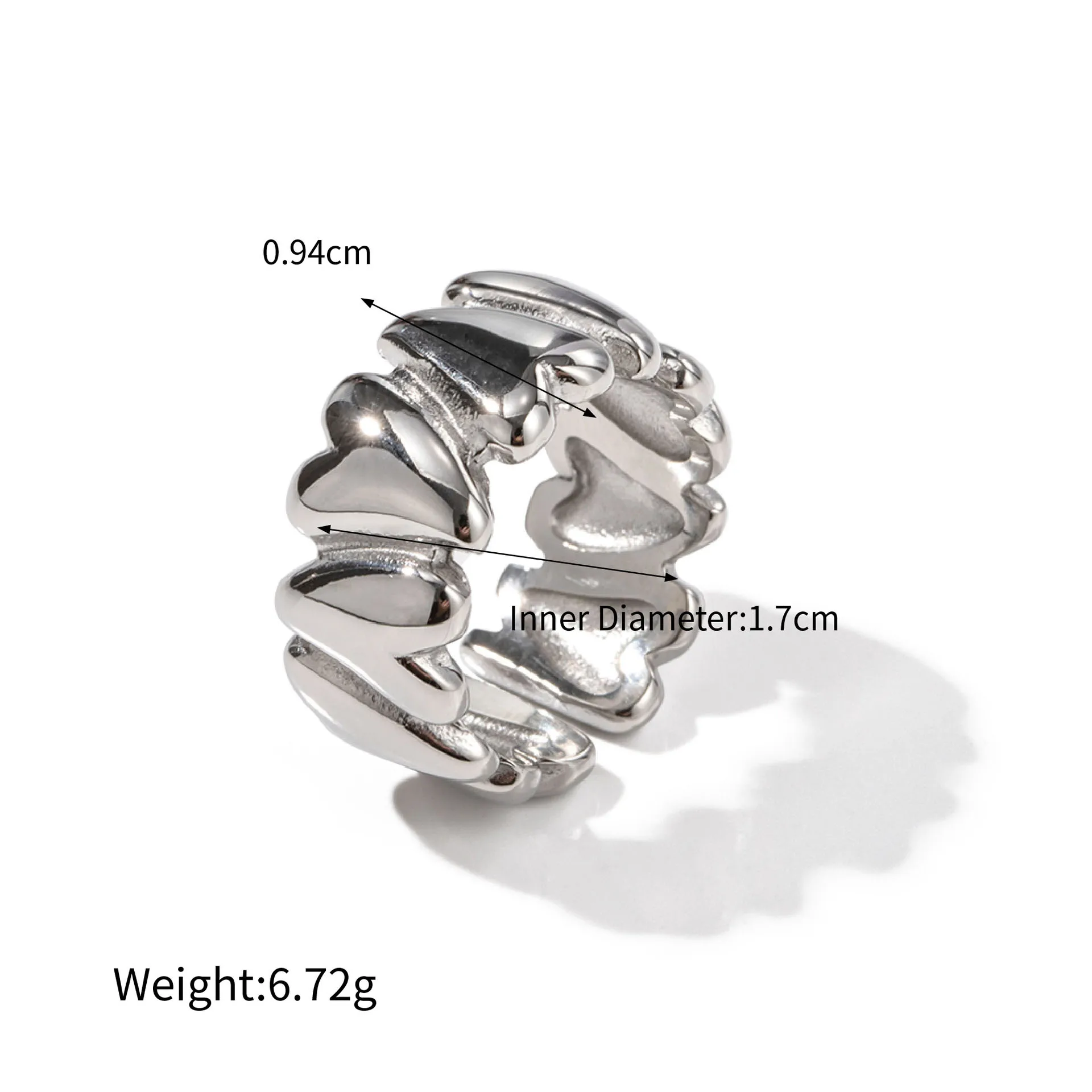 Stainless Steel PVD 18K Gold Plated Tarnish Waterproof  Wave Heart Solid Rings For Woman Jewelry Wholesale Trendy