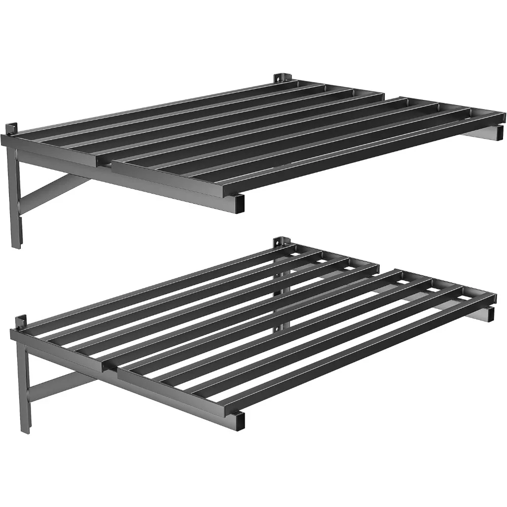 

Heavy Duty Garage Wall Shelves 2x3 ft Wall Mounted Storage Rack Shelving 800Lbs Capacity 2 Pack Black