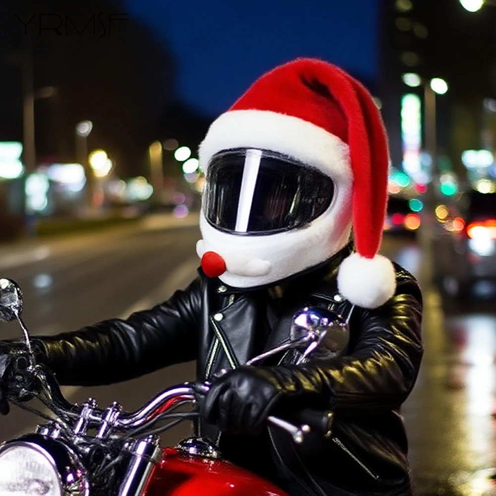 

Motorcycle Helmets Xmas New Year Motorbike Christmas Gift Motorcycle Helmet Cover Racing Bicycle Santa Hat RV Moto Accessories