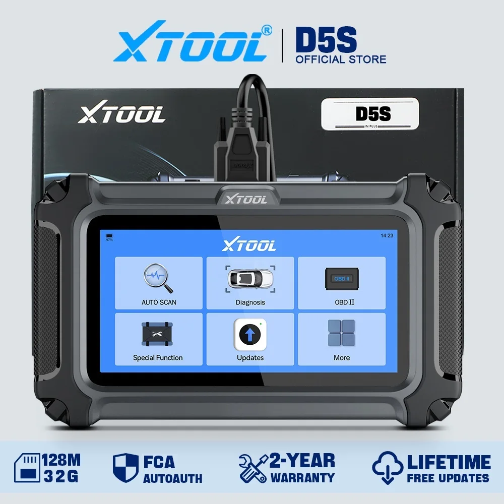 XTOOL D5S Car Diagnostic Tool Gearbox ABS EPB SRS Engine System Scanner 15 Resets Service OBD2 Scanner All Function Free Update