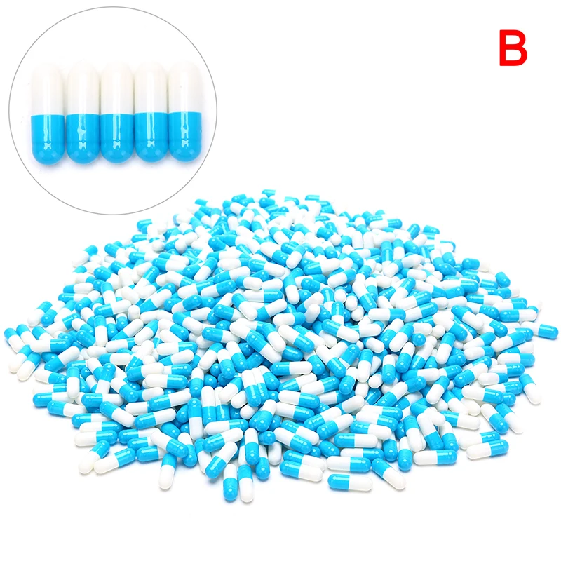 1000pcs/bag Size 2# Empty Hard Gelatin Capsule Medicine Capsule 7 Colors Empty Pill Box Empty Separated Capsules