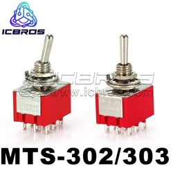 MTS-302 MTS-303 Toggle Switch 3PDT 9 Pin ON ON 2 Position Rocker Switch 3 Position ON OFF ON 2A 250VAC/5A 125VAC Locking Type