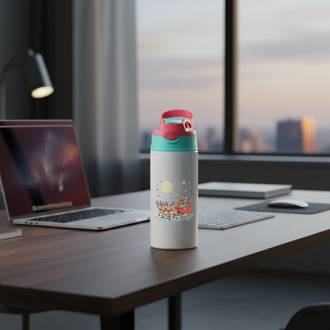 304 copo térmico de aço inoxidável crianças dos desenhos animados copo de palha mantém quente e frio presente de natal caprichoso natal rena trenó t