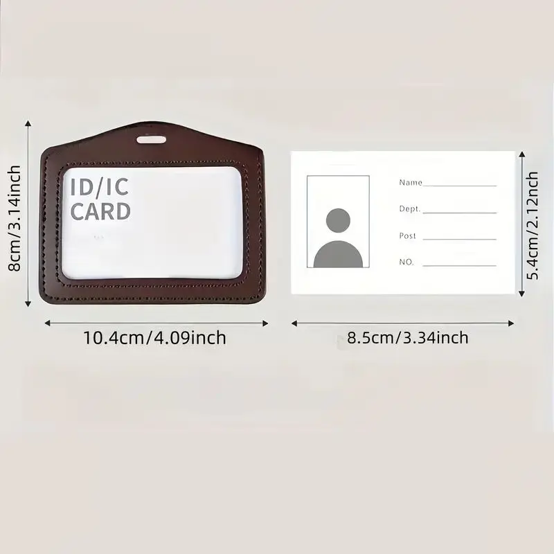 Professioneller Visitenkartenhalter mit Umhängeband – transparenter Ausweis- und Namensschildhalter, strapazierfähiges Rindsleder – Detail 2